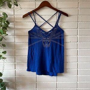 Express Tank Top Royal Blue Beaded Design - XS
